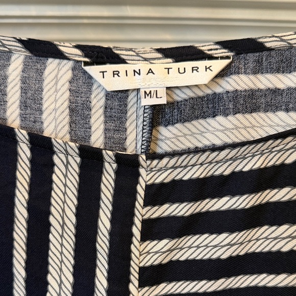 Trina Turk Navy and Cream Striped Top EUC - Picture 2 of 4